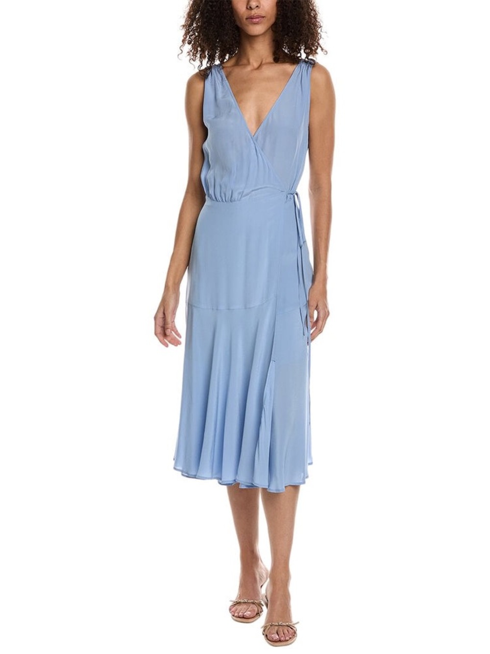 The Kooples Powder Blue Sleeveless Wrap Midi Dress